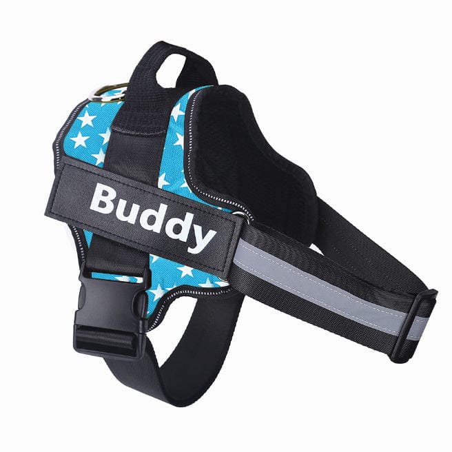 Personalized Dog Harness NO PULL Reflective Breathable Adjustable Pet Harness Vest For Small Large Dog Custom Patch Pet Supplies pet Vismera Blue and stars Baby1