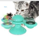 Cat Rotating Windmill Multi-Function Toys Itch Scratching Device Teeth Shining Toy pet Vismera Blue
