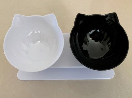 New Inclined Food Cat Ear Oblique Mouth Transparent Single Pet Bowl pet Vismera C Q1pc