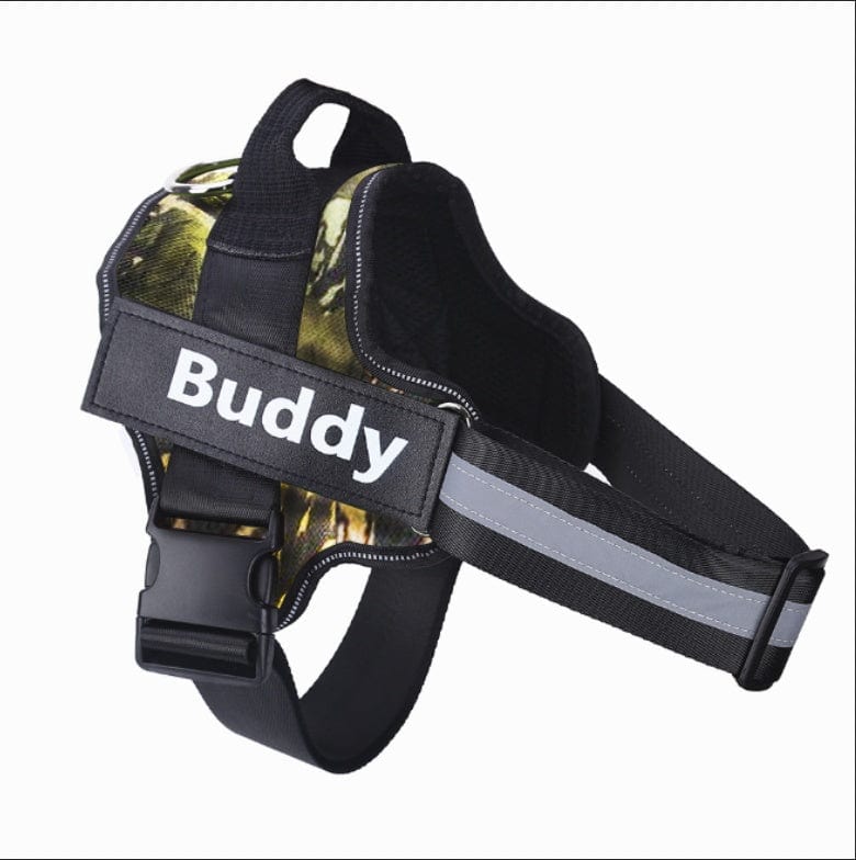 Personalized Dog Harness NO PULL Reflective Breathable Adjustable Pet Harness Vest For Small Large Dog Custom Patch Pet Supplies pet Vismera Camouflage green Baby1