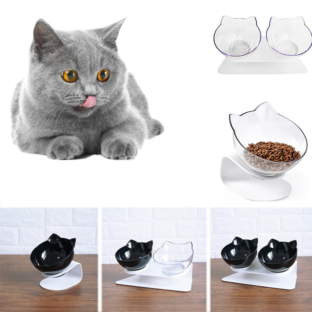 Cat Double Bowl Cat Food Bowl Protects Cervical Vertebra pet Vismera