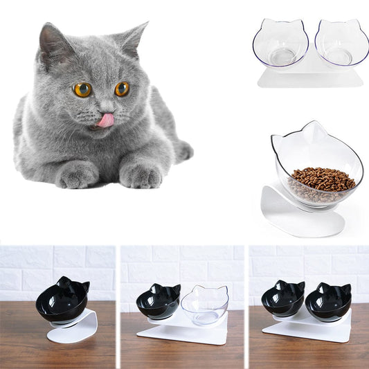 Cat Double Bowl Cat Food Bowl Protects Cervical Vertebra pet Vismera