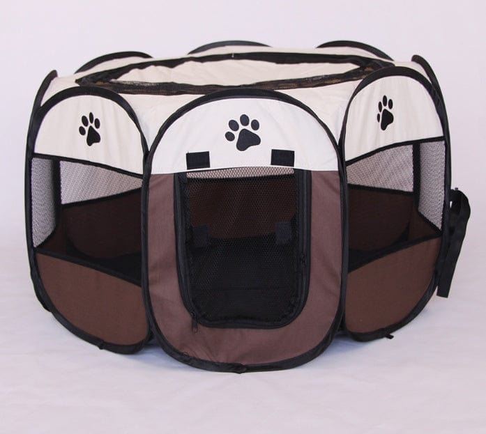 Fast folding octagonal pet fence, 600D Oxford cloth, waterproof and catching cat, dog cage, pet cage pet Vismera Coffee 74x74x43CM