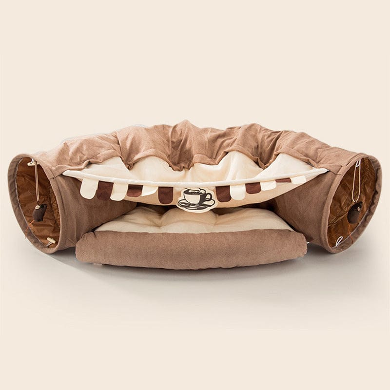 Collapsible Cat Tunnel Durable Washable Collapsible pet Vismera Coffee