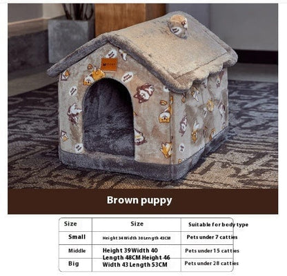 Foldable Dog House Pet Cat Bed Winter Dog Villa Sleep Kennel Removable Nest Warm Enclosed Cave Sofa Pets Supplies pet Vismera Coffee dog Large