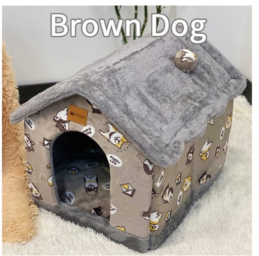 Foldable Dog House Pet Cat Bed Winter Dog Villa Sleep Kennel Removable Nest Warm Enclosed Cave Sofa Pets Supplies pet Vismera Coffee Large