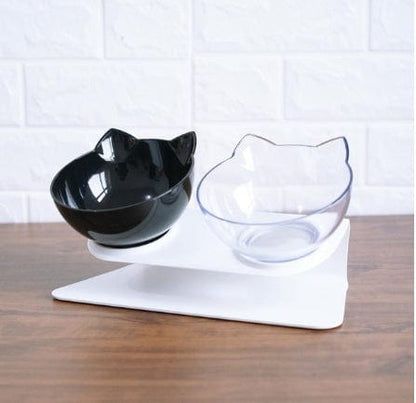 New Inclined Food Cat Ear Oblique Mouth Transparent Single Pet Bowl pet Vismera D Q1pc