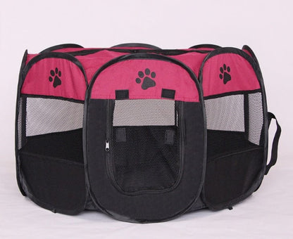 Fast folding octagonal pet fence, 600D Oxford cloth, waterproof and catching cat, dog cage, pet cage pet Vismera Dark pink 74x74x43CM