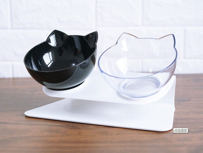 New Inclined Food Cat Ear Oblique Mouth Transparent Single Pet Bowl pet Vismera Double base Q1pcs