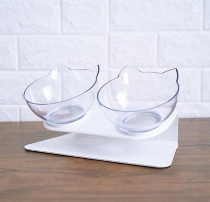 New Inclined Food Cat Ear Oblique Mouth Transparent Single Pet Bowl pet Vismera E Q1pc