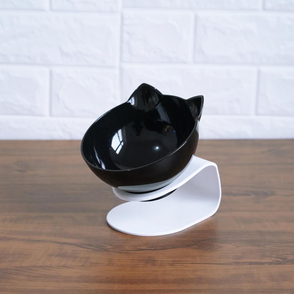 New Inclined Food Cat Ear Oblique Mouth Transparent Single Pet Bowl pet Vismera F Q1pc