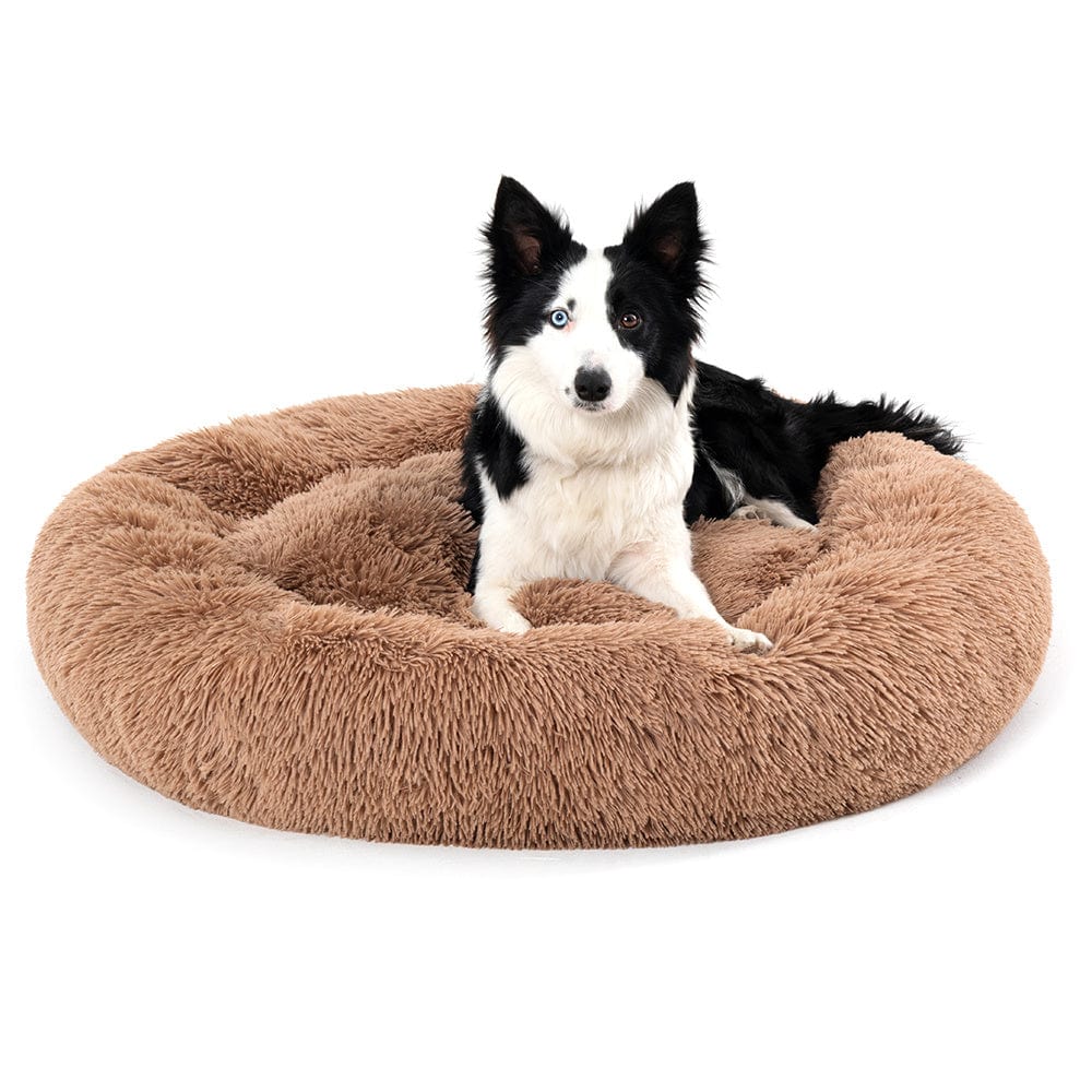 Fluffy Donut Dog Bed Warm Soft Long Plush Pet Cushion Dog House Cat Bed Washable Pet Sofa Mat Calming Samll Large Dog Beds pet Vismera
