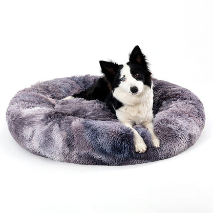 Fluffy Donut Dog Bed Warm Soft Long Plush Pet Cushion Dog House Cat Bed Washable Pet Sofa Mat Calming Samll Large Dog Beds pet Vismera