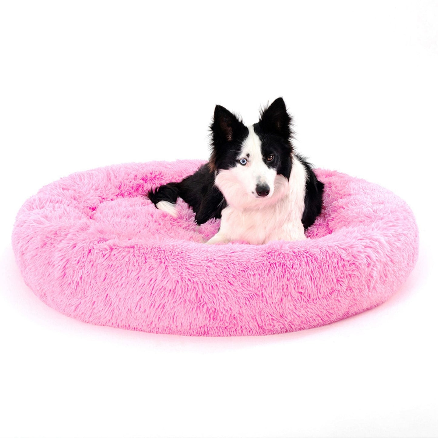 Fluffy Donut Dog Bed Warm Soft Long Plush Pet Cushion Dog House Cat Bed Washable Pet Sofa Mat Calming Samll Large Dog Beds pet Vismera
