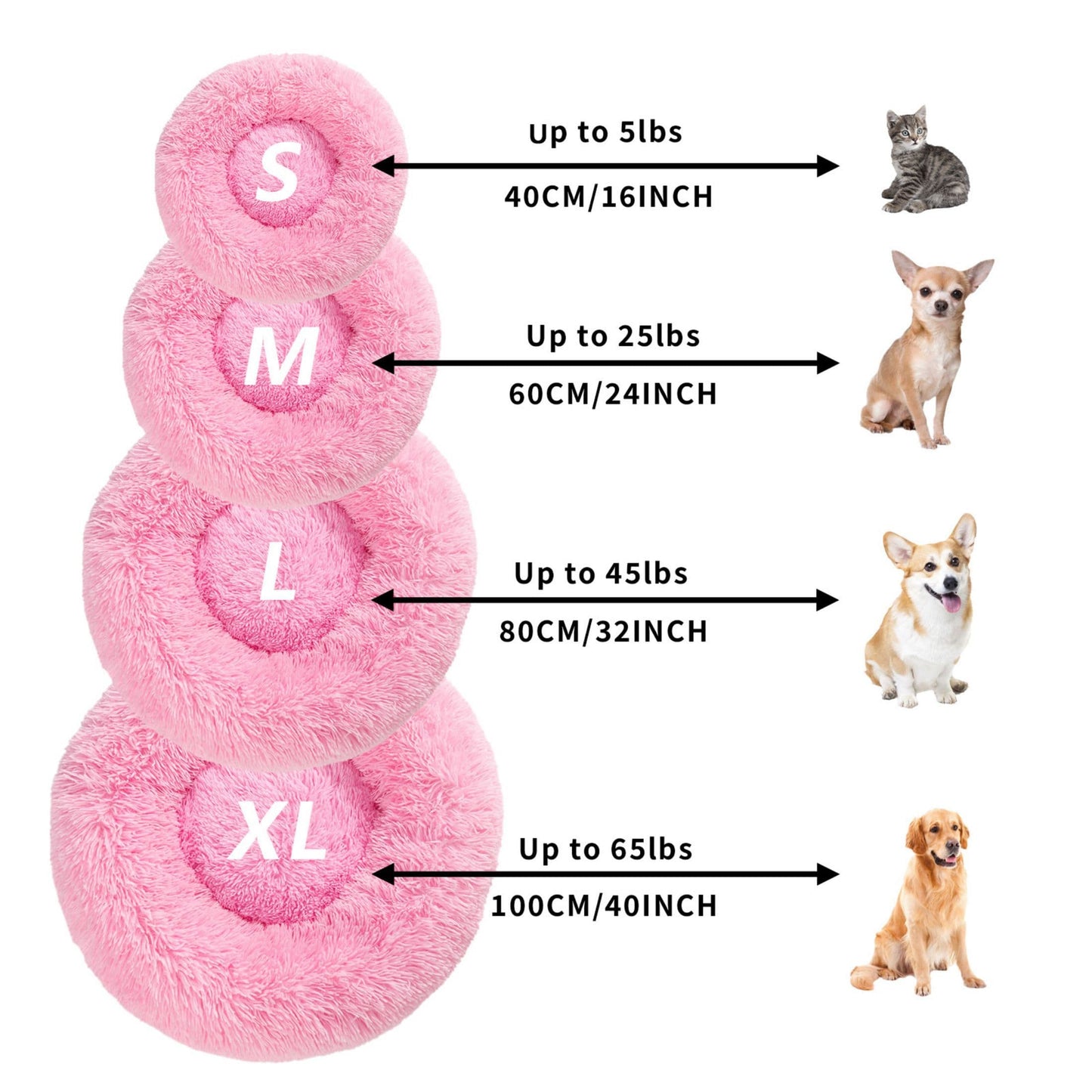 Fluffy Donut Dog Bed Warm Soft Long Plush Pet Cushion Dog House Cat Bed Washable Pet Sofa Mat Calming Samll Large Dog Beds pet Vismera