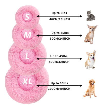 Fluffy Donut Dog Bed Warm Soft Long Plush Pet Cushion Dog House Cat Bed Washable Pet Sofa Mat Calming Samll Large Dog Beds pet Vismera