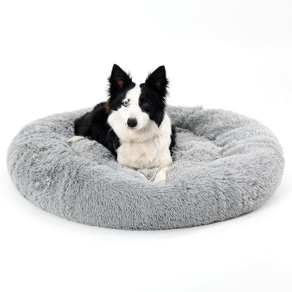 Fluffy Donut Dog Bed Warm Soft Long Plush Pet Cushion Dog House Cat Bed Washable Pet Sofa Mat Calming Samll Large Dog Beds pet Vismera