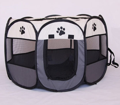 Fast folding octagonal pet fence, 600D Oxford cloth, waterproof and catching cat, dog cage, pet cage pet Vismera Gray 74x74x43CM