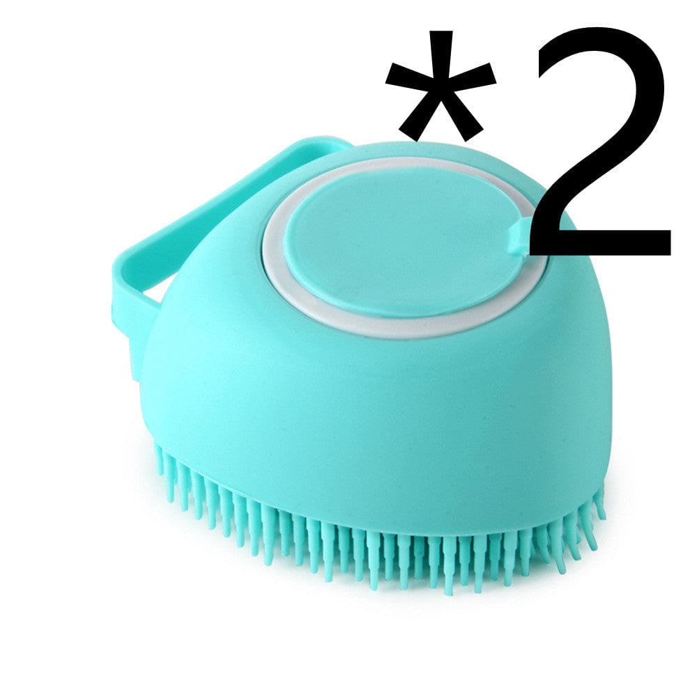 Silicone Dog Bath Massage Gloves Brush Pet Cat Bathroom Cleaning Tool Comb Brush For Dog Can Pour Shampoo Dog Grooming Supplies pet Vismera Green 2PC Heartshaped