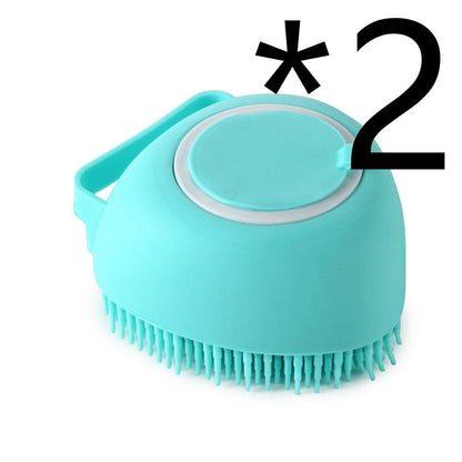 Silicone Dog Bath Massage Gloves Brush Pet Cat Bathroom Cleaning Tool Comb Brush For Dog Can Pour Shampoo Dog Grooming Supplies pet Vismera Green 2PC Heartshaped
