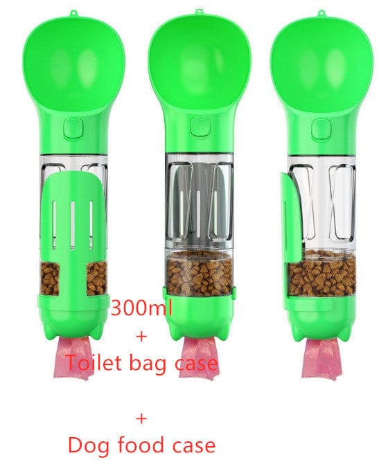 fashion novaa pet Green / 300ml Set Pet Water Bottle Feeder Bowl Garbage Bag Storage Portable Pet Outdoor Travel 3 In 1 Dog Water Bottle