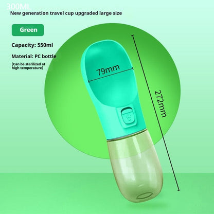 Pet Dog Water Bottle Feeder Bowl Portable Water Food Bottle Pets Outdoor Travel Drinking Dog Bowls Water Bowl For Dogs pet Vismera Green 300ml Solid color