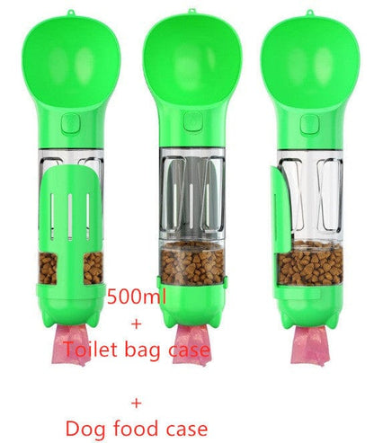 fashion novaa pet Green / 500ml Set Pet Water Bottle Feeder Bowl Garbage Bag Storage Portable Pet Outdoor Travel 3 In 1 Dog Water Bottle