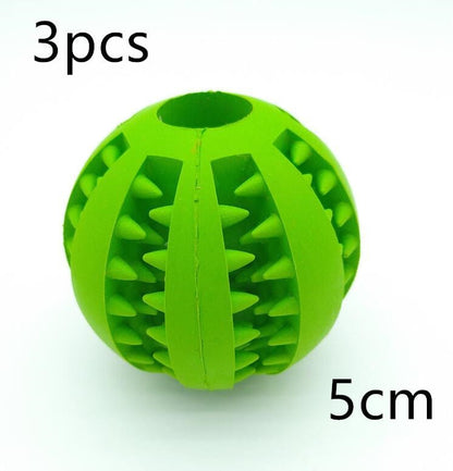 Pet Slow Feeder Dog Toy Cute Funny Rubber Dog Ball Toy pet Vismera Green 5cm 3pcs
