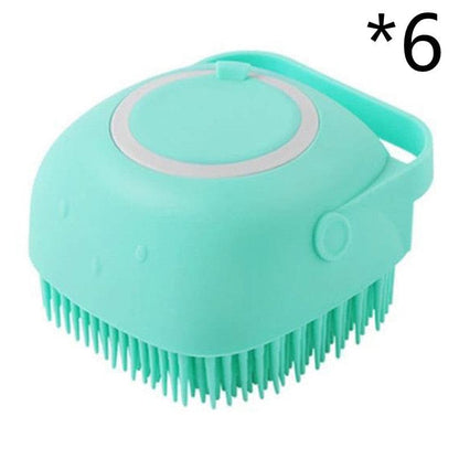 Silicone Dog Bath Massage Gloves Brush Pet Cat Bathroom Cleaning Tool Comb Brush For Dog Can Pour Shampoo Dog Grooming Supplies pet Vismera Green 6pcs square