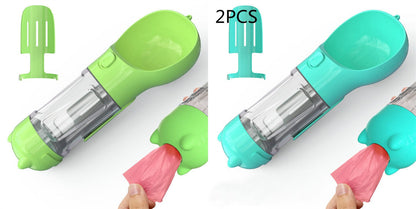 Pet Water Bottle Feeder Bowl Garbage Bag Storage Portable Pet Outdoor Travel 3 In 1 Dog Water Bottle pet Vismera Green blue 2pcs 300ml