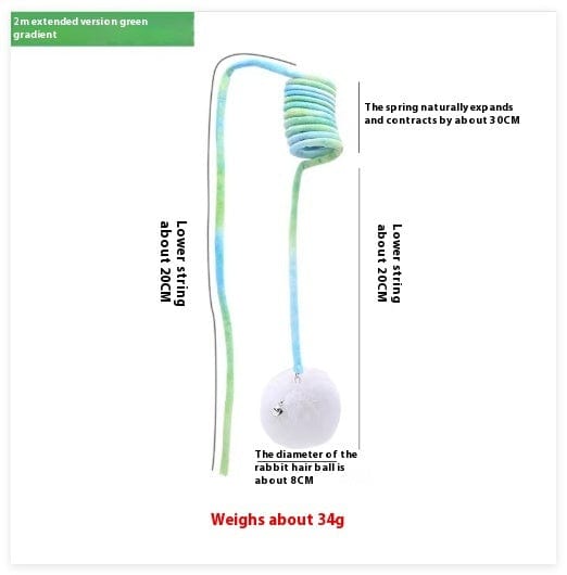Cat Toy Self-Hi Sucker Spring Rabbit Hair Ball Interactive Play Pet Supplies Interactive Toys pet Vismera Green gradient Spring rabbit fur ball