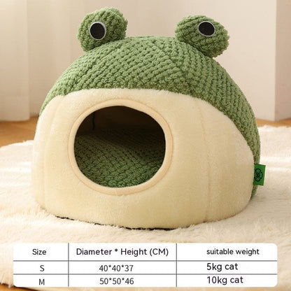 Pet Cat Dog Nest Little Frog Series Warm Plush Mat Autumn Winter Pet House Full Package Nest For Small Cats Dogs Within 5KG pet Vismera Green Nest M