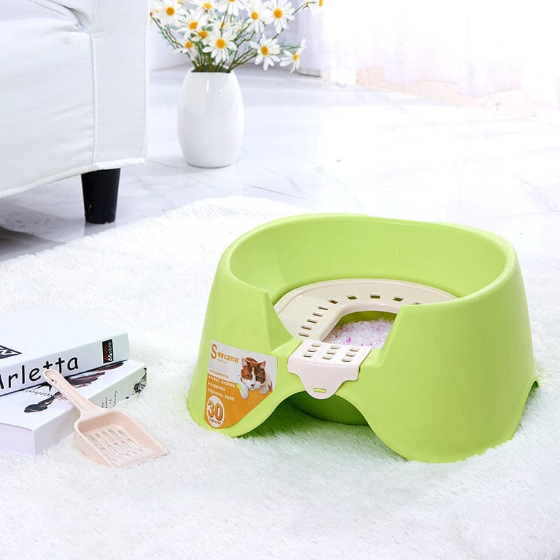 Spillproof Cat Litter Pan Semi-enclosed Oversize Cat Toilet pet Vismera Green