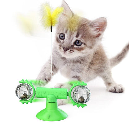 Cat Rotating Windmill Multi-Function Toys Itch Scratching Device Teeth Shining Toy pet Vismera Green Turntable
