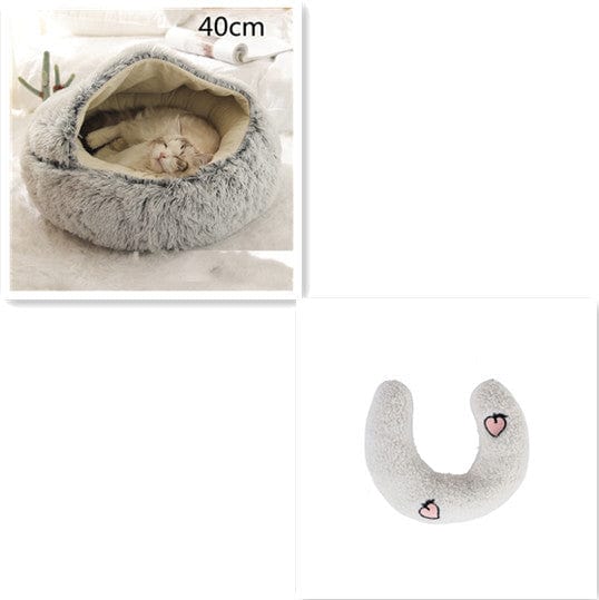 fashion novaa pet Grey 40cm SetB 2 In 1 Dog And Cat Bed Pet Winter Bed Round Plush Warm Bed House Soft Long Plush Pets Bed Pet Products