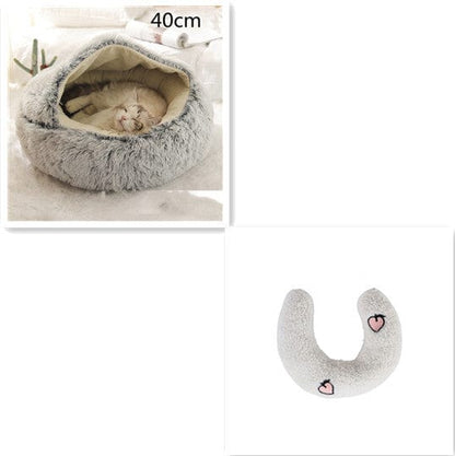 fashion novaa pet Grey 40cm SetB 2 In 1 Dog And Cat Bed Pet Winter Bed Round Plush Warm Bed House Soft Long Plush Pets Bed Pet Products