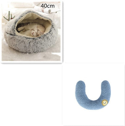 fashion novaa pet Grey 40cm SetD 2 In 1 Dog And Cat Bed Pet Winter Bed Round Plush Warm Bed House Soft Long Plush Pets Bed Pet Products