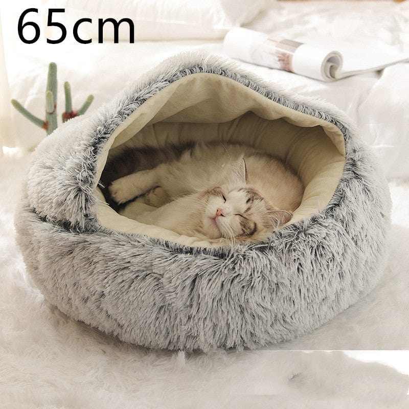 fashion novaa pet Grey 65cm 2 In 1 Dog And Cat Bed Pet Winter Bed Round Plush Warm Bed House Soft Long Plush Pets Bed Pet Products
