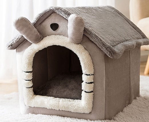 Foldable Dog House Pet Cat Bed Winter Dog Villa Sleep Kennel Removable Nest Warm Enclosed Cave Sofa Pets Supplies pet Vismera Grey cat Large