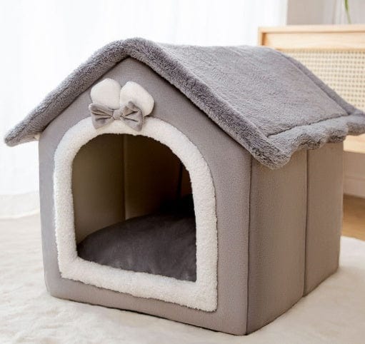 Foldable Dog House Pet Cat Bed Winter Dog Villa Sleep Kennel Removable Nest Warm Enclosed Cave Sofa Pets Supplies pet Vismera Grey Rabbit Large