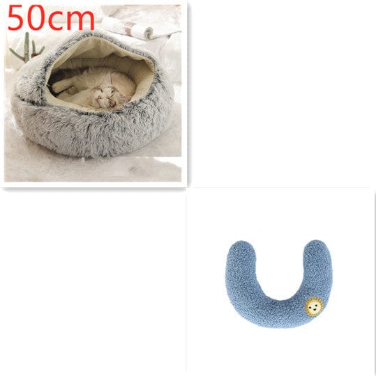 fashion novaa pet Grey50cm SetD 2 In 1 Dog And Cat Bed Pet Winter Bed Round Plush Warm Bed House Soft Long Plush Pets Bed Pet Products