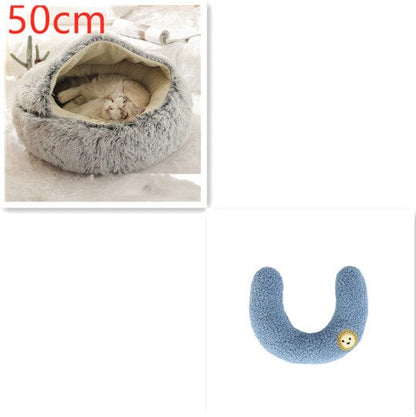 fashion novaa pet Grey50cm SetD 2 In 1 Dog And Cat Bed Pet Winter Bed Round Plush Warm Bed House Soft Long Plush Pets Bed Pet Products