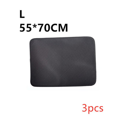Double Layer Litter Cat Bed Pads Pet Cat Litter Mat Trapping Pets Litter Box Mat Pet Product Bed For Cats House Clean Mat pet Vismera L3PC Black