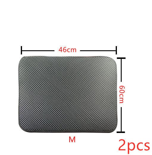 Double Layer Litter Cat Bed Pads Pet Cat Litter Mat Trapping Pets Litter Box Mat Pet Product Bed For Cats House Clean Mat pet Vismera M 2PC Grey