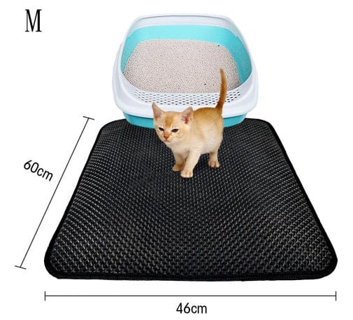 Double Layer Litter Cat Bed Pads Pet Cat Litter Mat Trapping Pets Litter Box Mat Pet Product Bed For Cats House Clean Mat pet Vismera M Black