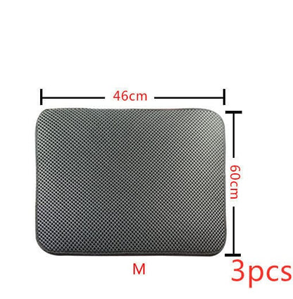 Double Layer Litter Cat Bed Pads Pet Cat Litter Mat Trapping Pets Litter Box Mat Pet Product Bed For Cats House Clean Mat pet Vismera M3PC Grey