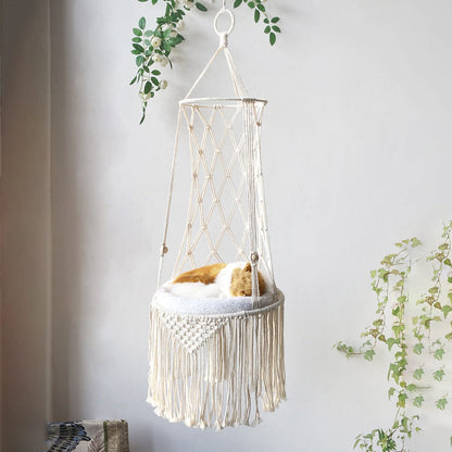 Macrame Hanging Pet Bed Macrame Cat Hammock Wall Hanging Cat Hammock Macrame Cat Bed-Pet Gifts Hammock Macrame Cat Swing pet Vismera