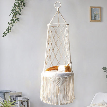 Macrame Hanging Pet Bed Macrame Cat Hammock Wall Hanging Cat Hammock Macrame Cat Bed-Pet Gifts Hammock Macrame Cat Swing pet Vismera