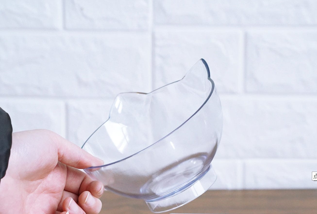 New Inclined Food Cat Ear Oblique Mouth Transparent Single Pet Bowl pet Vismera
