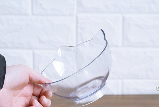 New Inclined Food Cat Ear Oblique Mouth Transparent Single Pet Bowl pet Vismera